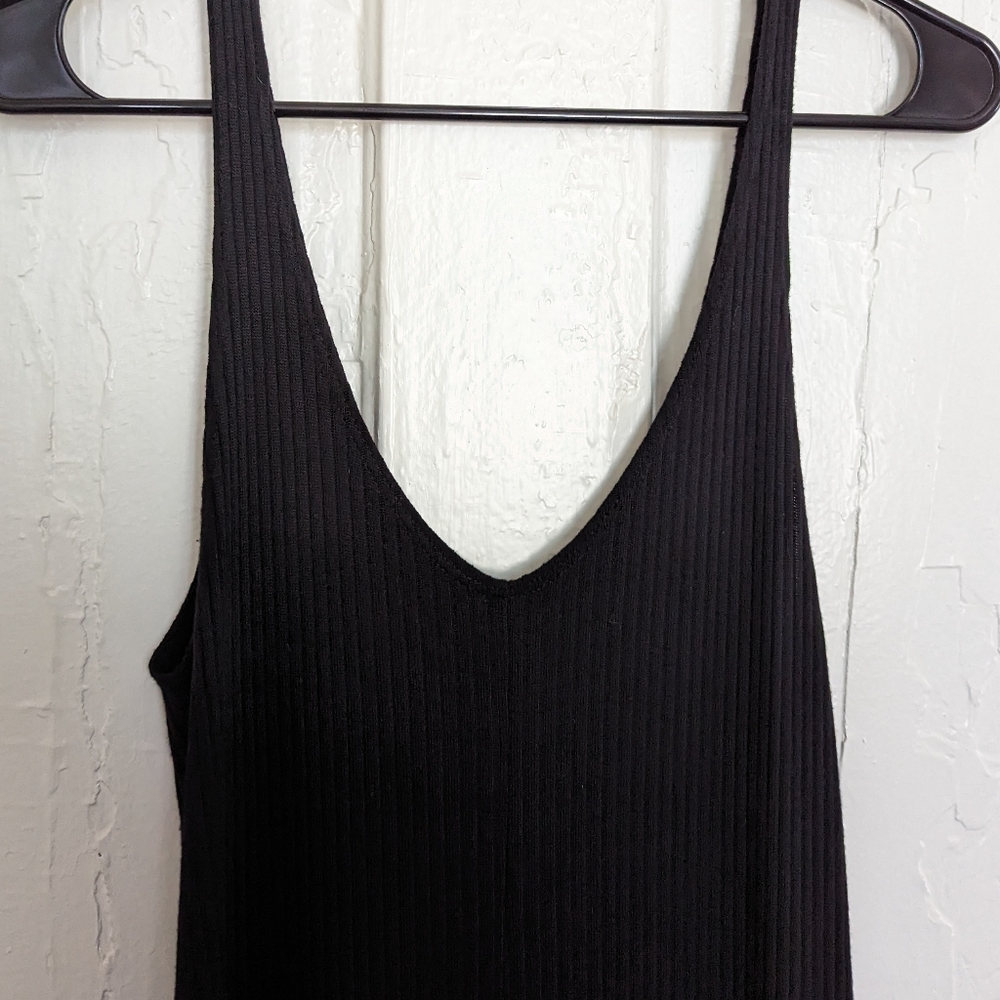 Reformation Black Ribbed Mini Dress